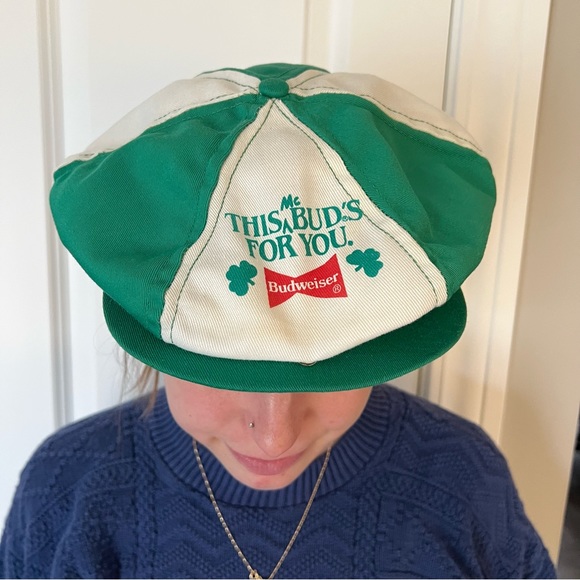 Budweiser Other - BUDWEISER Vintage This Bud’s For You Lucky Clover Tam O’ Shanter Hat Unisex